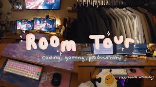 room tour | coding, gaming, productivity, creative work + nk65 milkshake keyboard unboxing 🐱🌱