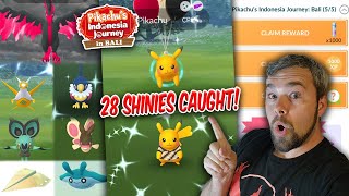 Pikachu's Indonesia Journey Bali Event! 28 Rare Shinies Caught! (Pokémon GO Air Adventures)