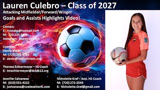 Lauren Culebro's Goals and Assists Highlight Video as of October 19th 2024!