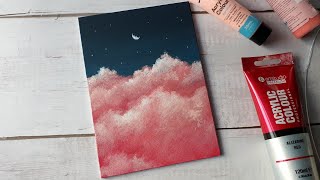 easy clouds acrylic painting on mini canvas ☁️
