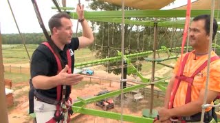 Checking out the Goat Walk ropes course at Fall Family Farm