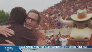 Bone marrow recipient and donor meet at UT football game