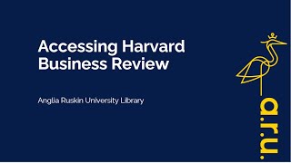 Accessing Harvard Business Review at ARU