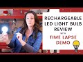 RECHARGEABLE LED Light Bulb -  Review with Time Lapse