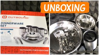 Outbound Family Stainless Steel Set, 24-pc UNBOXING / Camping dishes / stainless steel plates