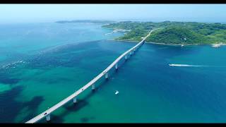 [4Kドローン空撮 ]夏の角島大橋と長門市の東後畑の棚田