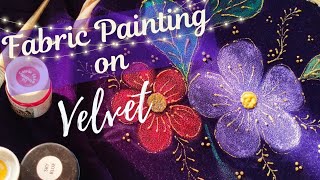 Fabric Painting on Velvet | Bluebird \u0026 Colour Chem on Velvet |Hand Painted Velvet | Cyma\u0026Fatima Vlog