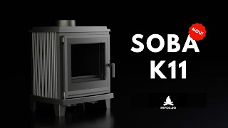 Soba K11 🔥 Model nou de mini soba PRO tip semineu pe lemne, fabricata din fonta cu aspect modern