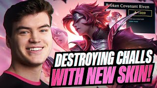 Playing The NEW RIVEN SKIN And DESTROYING Challenger Games!