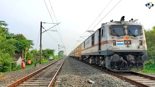 Powerful 🔥🔥 loud Rattling sound making high speed Express Train Dangerously Passing the rail road