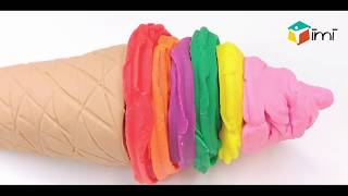 How to Make PLAY DOH Rainbow Swirl Ice Cream Cone Learn Colors With Play Doh Video Tutorial asmr