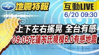 【中天直播#LIVE】全台多處有感! 09:05花蓮芮氏規模6.0淺層地震 地震中心:不排除未來2天內有規模5的餘震  @中天新聞CtiNews  20220620