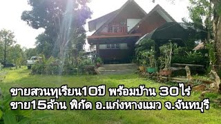 ขายสวนทุเรียน10ปี พร้อมบ้าน 30ไร่ ขาย15ล้านบาทแก่งหางแมว จ.จันทบุรี #ขายสวนทุเรียนจันทบุรี