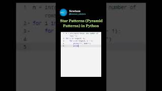 Start patterns (Pyramid patterns) in Python.. #newtum #coding #pythontutorial #elearning #python
