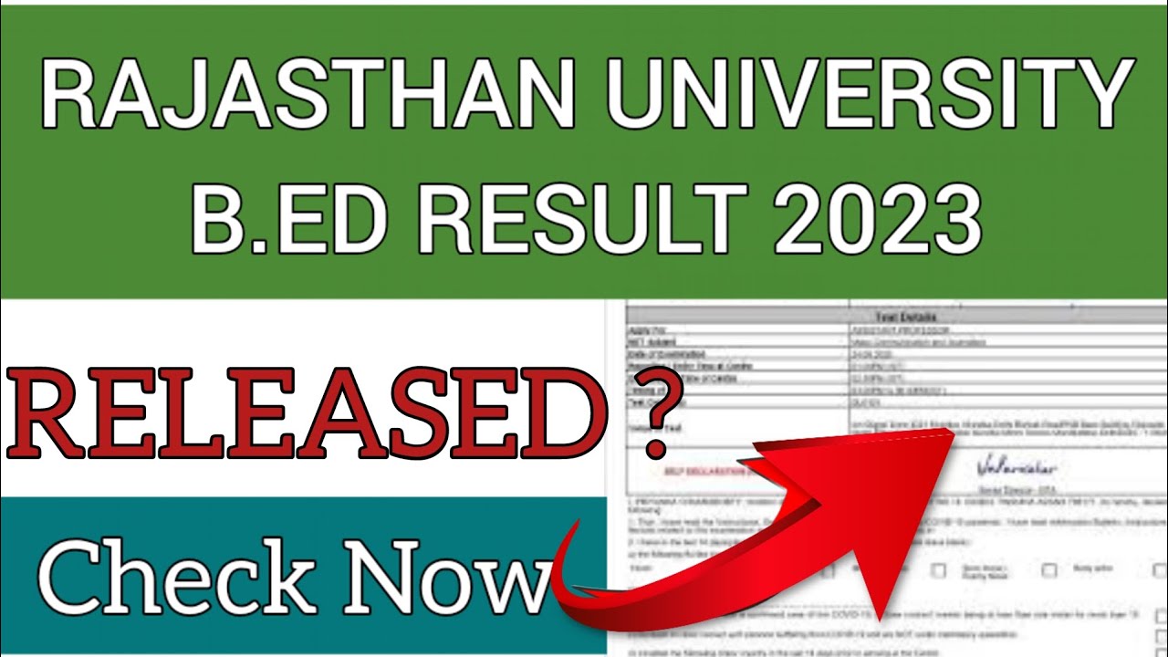 Rajasthan University B.ed Result 2023 | How To Check Uniraj B.ed Result ...