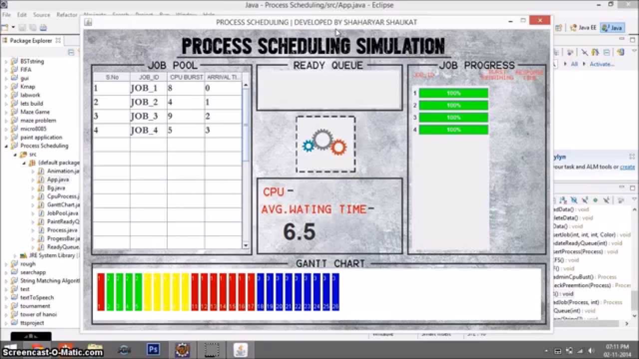 Process Scheduling Simulator Sjf Fcfs Roundrobin Youtube
