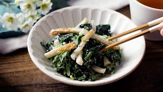 [Spinach and chikuwa with sesame mayonnaise] Easy 10 minutes in the microwave! Basic side dish ♪