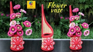 DIY Flower vase | Bamboo Sticks Craft Idea | Handmade Flower pot Making at Home