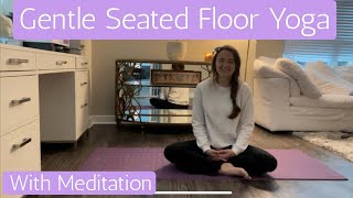 Gentle On Floor Seated Slow Yoga Class w/ Guided Savasana -Breathe Relax Observe