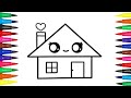 How to draw house! house drawing for kids painting colouring for kids, step by step house drawing