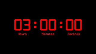 3 Hours Countdown Timer with Alarm & Time Markers / Chapters - Retro Digital - Red - 180 Minutes