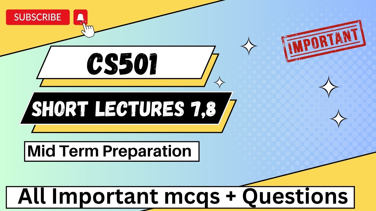 Cs501 Short Lecture 7,8 | Cs501 Mid Term Preparation | Cs501 Important ...