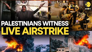 Israel-Palestine War: Palestinians stand amidst rubble as they witness live airstrike  | WION