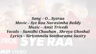 O sye ra song lyrics in telugu | syeraa Narasimha Reddy movie | Lyrical Box channel