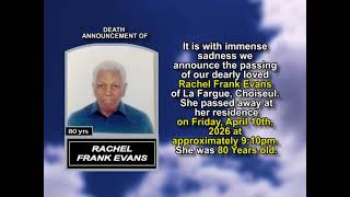 Rachel Frank Evans ~ Short Obituary