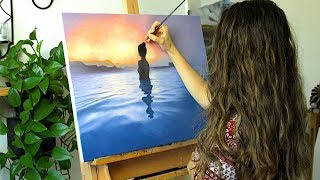 Oil Painting Time Lapse |"Blue Lagoon" | Lena's Art Diary