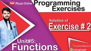 Unit 5 Functions | programming exercise solution | Exercise 2 class 10 computer chapter 5