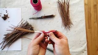 Pine Needle Basket Coiling: Initial wrap and coil