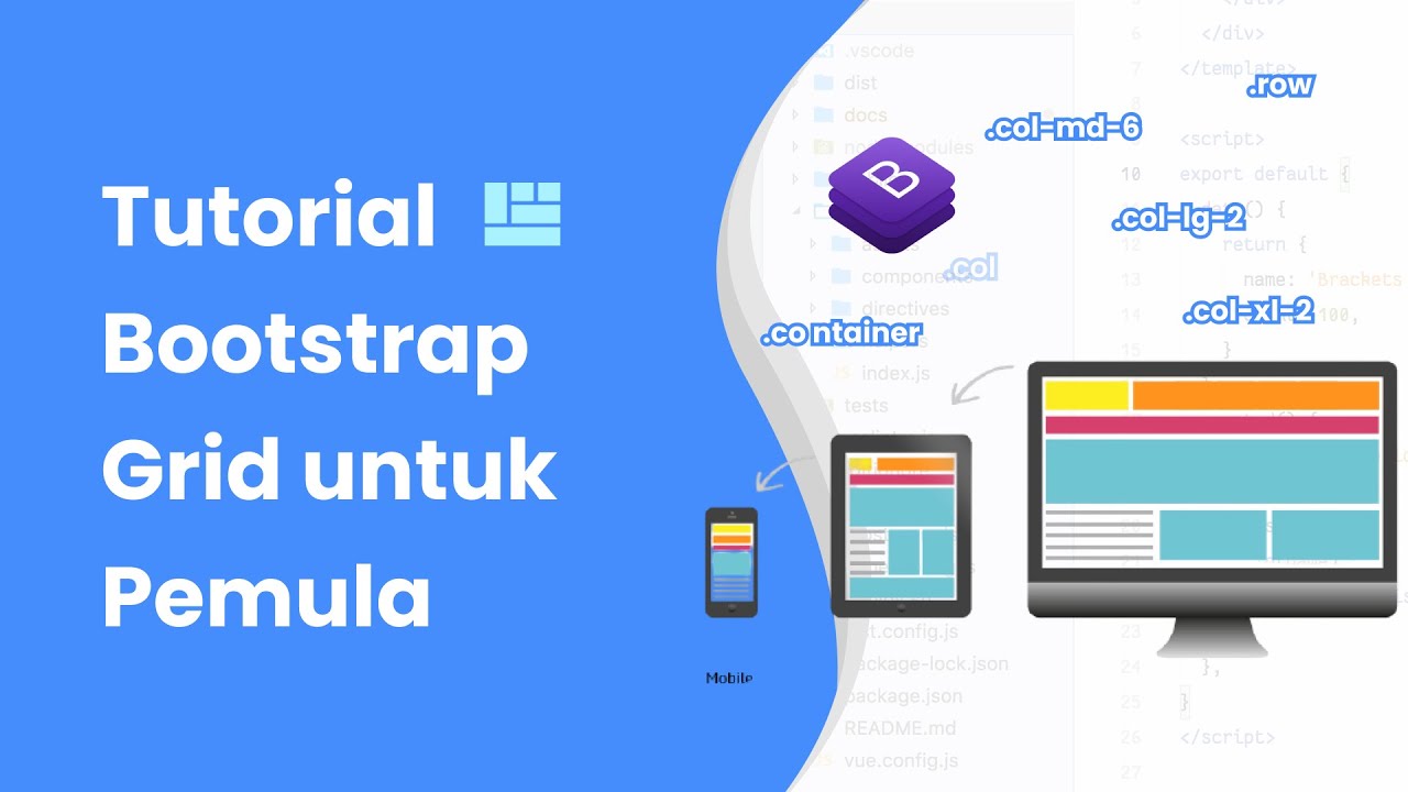 Tutorial Bootstrap Grid Untuk Pemula - Belajar Class Row Dan Col - YouTube