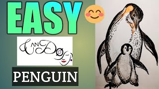 How To Draw A Penguin Step By Step For Beginners | Easy Penguin Family Drawing Tutorial | Penguins