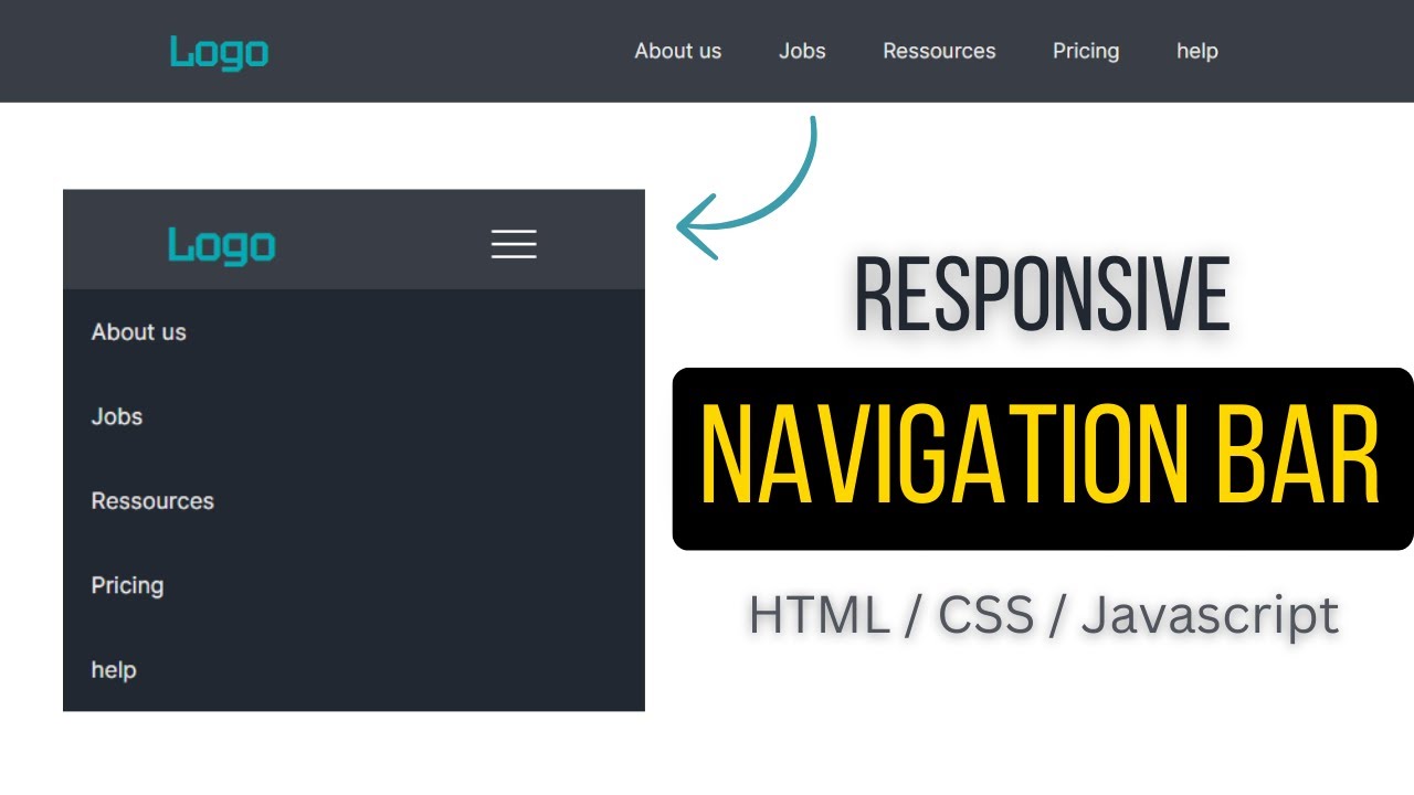 How To Create Responsive Navigation Bar Using HTML And CSS | Javascript ...