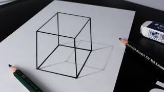 How to Draw 3D Illusion: Cube and Shadow: Anamorphic Pencil Drawing