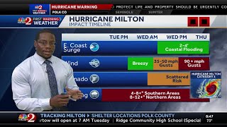 Category 4 Milton poses 'extremely serious threat' to Florida, could upgrade again - 8 a.m. Tuesd...