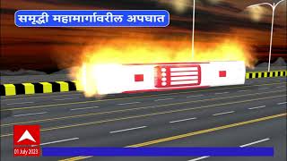 Buldhana Bus Accident Animation Video बुलढाण्यात समृद्धी हायवेवर बसचा भीषण अपघात नेमका कसा झाला?