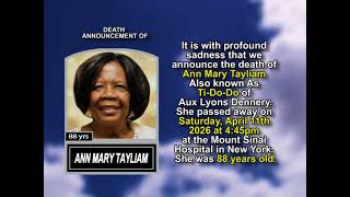 Ann Mary Tayliam ~ Short Obituary #2