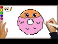 Drawing and Coloring Donut - How to Draw Cute Creamy Donut for Kids and Toddlers