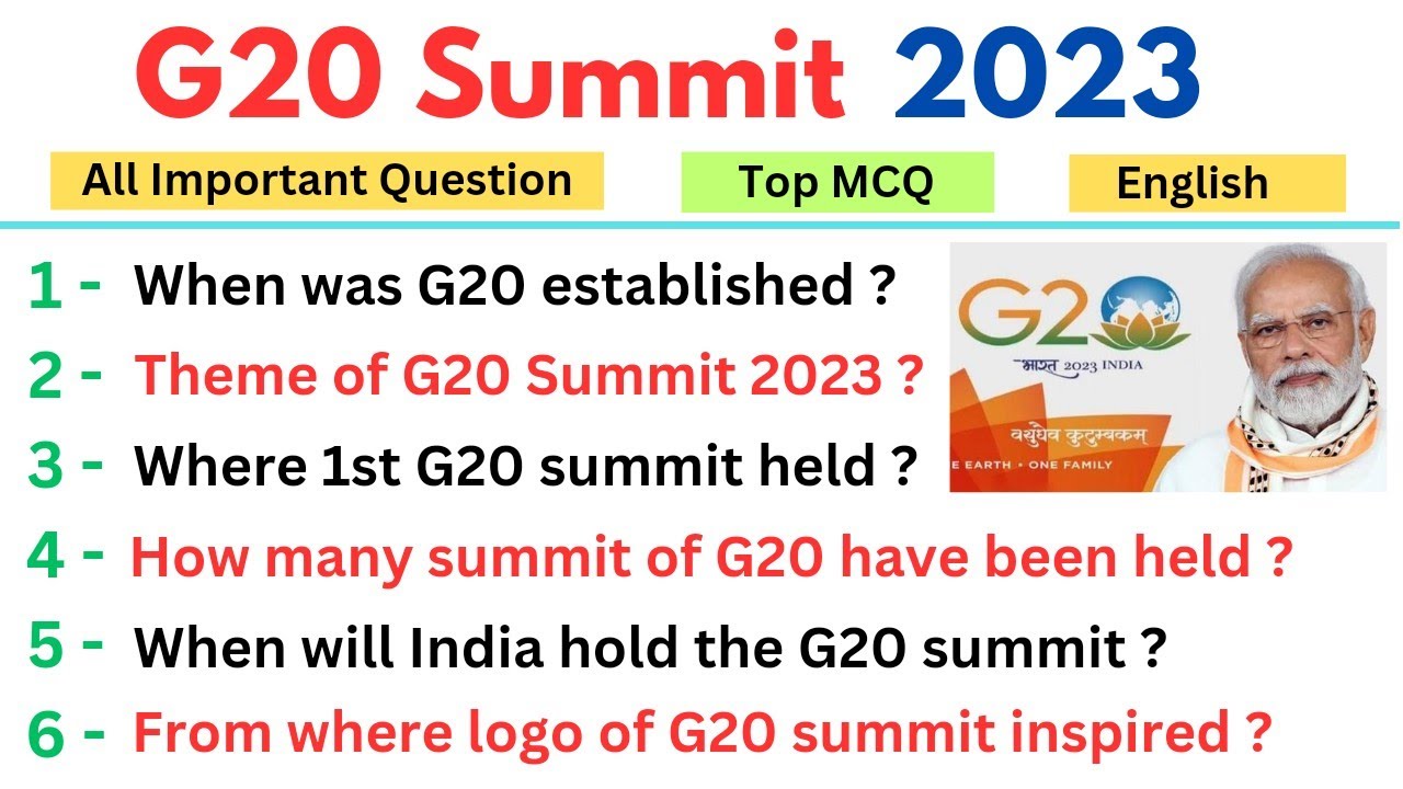 G20 Summit 2023 // G20 Current Affairs 2023 / G20 Gk Question And ...