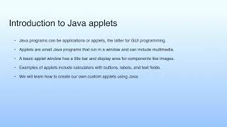 Introduction to Java applets | Lecture 05: Java Applet Programming