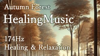 秋の森の癒しの音楽: 174Hzで痛みとストレスを軽減 Healing Music of autumn forest to Relieve Pain & Stress at 174Hz