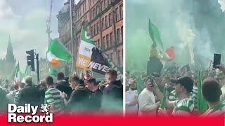 Celtic fans turn Glasgow green and white as they celebrate title triumph