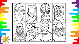 Superhero Heads Coloring | Avengers Coloring Page | Justice League Coloring | Janji - Heroes Tonight