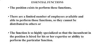 ADA ESSENTIAL FUNCTIONS