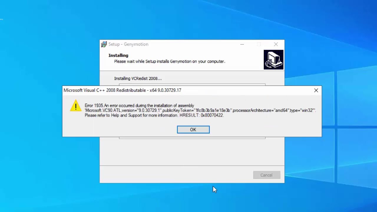 Pc Error 1935 Microsoft Vc80 Alt Type Win 32 - Masalock