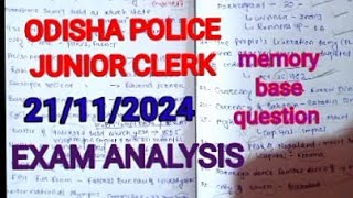 Odisha police junior clerk memory base question ll by dropper to topper classes ll roji