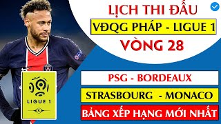 Lịch Thi Đấu Vòng 28 Vô Địch Quốc Gia Pháp Ligue 1 | BẢNG XẾP HẠNG MỚI NHẤT | LINK XEM TRỰC TIẾP
