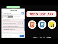 Build A ToDo App using HTML CSS and JavaScript Local Storage. Local Storage Project